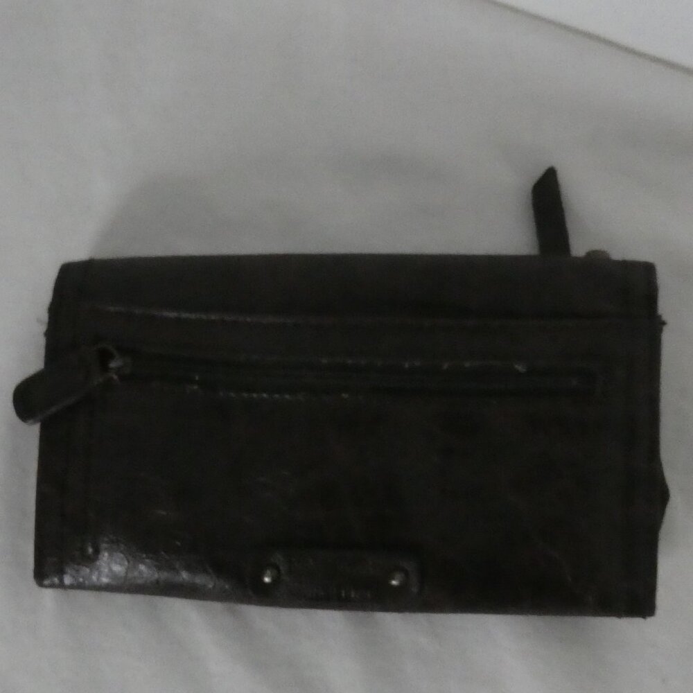 NINE WEST | Dark Brown Snap Button Wallet | ID Compartment | Card Slots | NWOT
